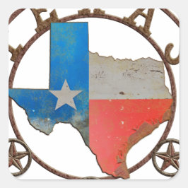 Sticker Carré État du Texas Fer forgé