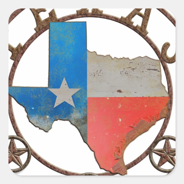 Sticker Carré État du Texas Fer forgé (Devant)