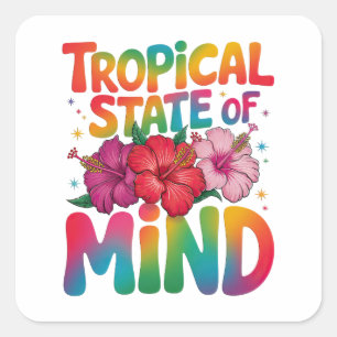 Sticker Carré État tropical de l'esprit Plage d'été Graphique