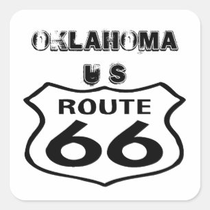 Sticker Carré État usé l'Oklahoma USA de l'itinéraire 66