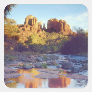 Sticker Carré États-Unis, Arizona, Sedona. Cathedral Rock se ref