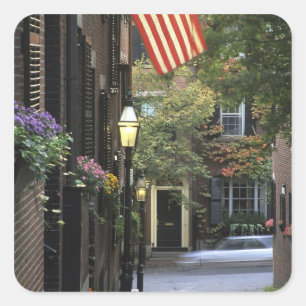 Sticker Carré États-Unis, Massachusetts, Boston, Beacon Hill.