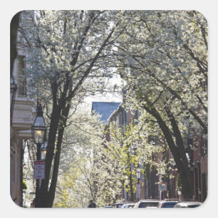 Sticker Carré États-Unis, Massachusetts, Boston, Beacon Hill.