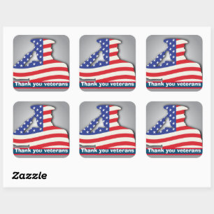 Sticker Carré Etats-Unis militaire merci vétérans, jour des vété
