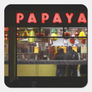 Sticker Carré États-Unis, New York. Gray's Papaya : fenêtre