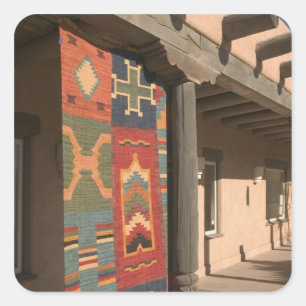 Sticker Carré États-Unis, Nouveau-Mexique, Taos : Navaho Rug Gal
