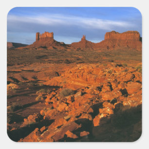 Sticker Carré États-Unis, Utah, Monument Valley. Lumière du couc