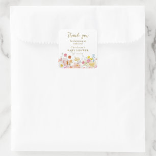 Sticker Carré Été Luxe Floral Fleur Baby shower Merci