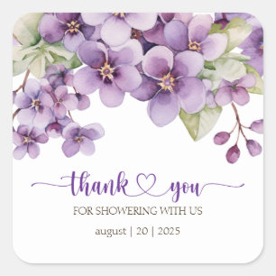 Sticker Carré Été Purple Delicate Violet Fleurs Merci