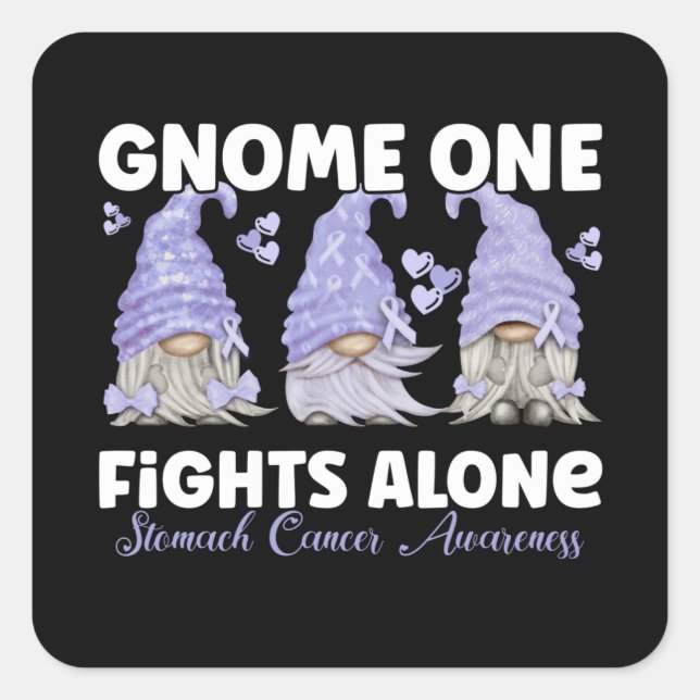 Sticker Carré Étendue du cancer de l'estomac Bleu Ruban Gnome (Devant)