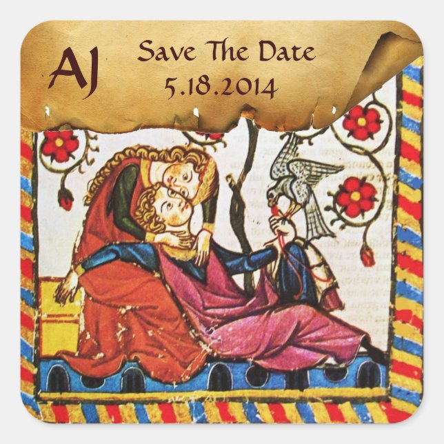 STICKER CARRÉ ETERNAL LOVE SAVE DATE MONOGRAM PARCHMENT (Devant)