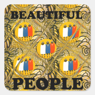 Sticker Carré Ethnic African Art Design Imprimer : Beautiful Peo