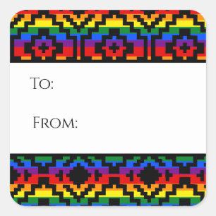 Sticker Carré Étiquette-cadeau géométrique LGBTQ Pride Rainbow