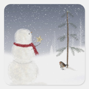 Sticker Carré Étoile de neige de Noël