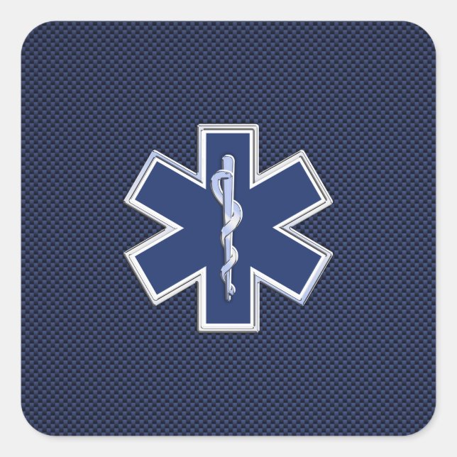 Sticker Carré Étoile de vie Services Médicales d'urgence paraméd (Devant)