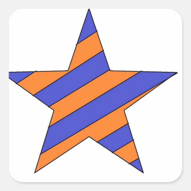 Sticker Carré étoile orange et bleue (Devant)