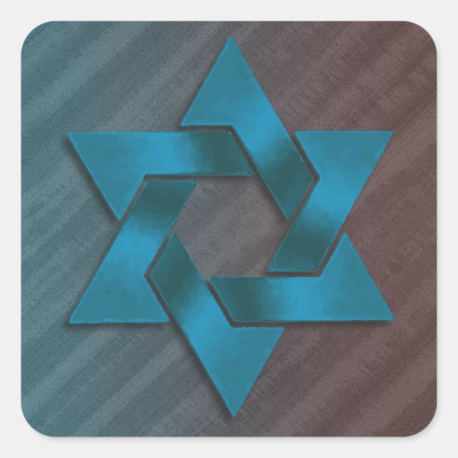 Sticker Carré Étoile turquoise et Brown de David (Devant)