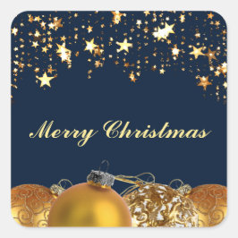 Sticker Carré Étoiles, Baubles, Arbre et Message de Noël