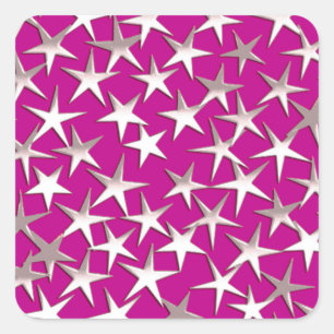 Sticker Carré étoiles d'argent sur améthyste violet