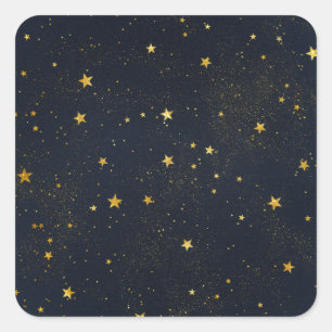 Sticker Carré étoiles d'or dans le ciel nocturne