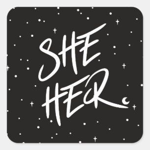 Sticker Carré Étoiles Elle Ses Pronounes