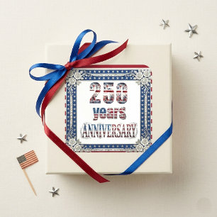 Sticker Carré Étoiles et Bandes 250 Ans Anniversaire Patriotique