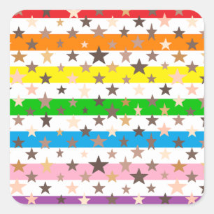 Sticker Carré Etoiles et bandes de nombreuses couleurs !
