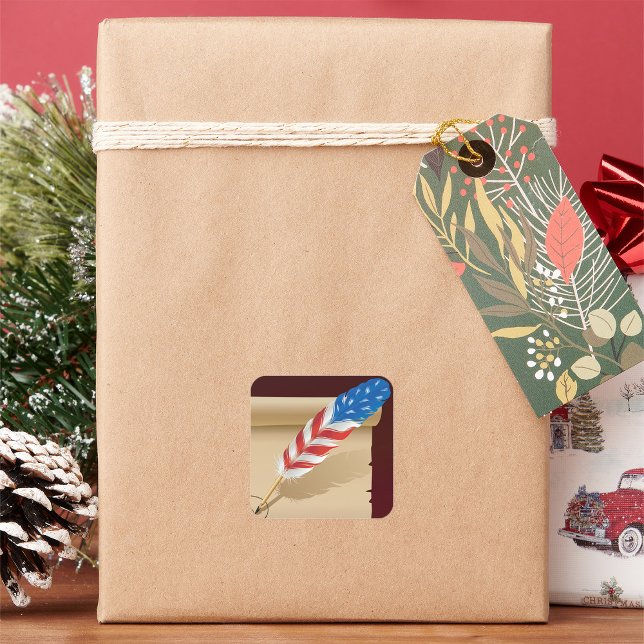 Sticker Carré Etoiles Et Grilles Plumes (Créateur téléchargé)