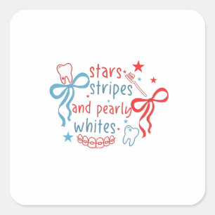 Sticker Carré Étoiles et rayures et blanc précoce 4 juillet