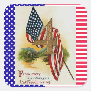Sticker Carré Étoiles et rayures Quatrième du juillet Drapeau pa