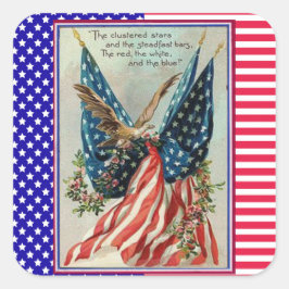 Sticker Carré Étoiles et rayures Quatrième du juillet Drapeau pa