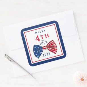 Sticker Carré Étoiles Patriotiques Et Rayures 4 Juillet