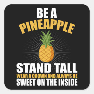 Sticker Carré Être Ananas Stand Haut Porte Une Couronne