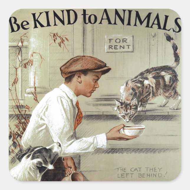 Sticker Carré Être gentil avec les animaux (Devant)