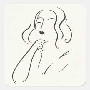 Sticker Carré Étude simple - Esquisse d'une femme
