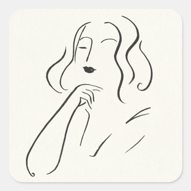 Sticker Carré Étude simple - Esquisse d'une femme (Devant)