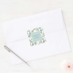 Sticker Carré Eucalyptus Et Mariage Couple Or