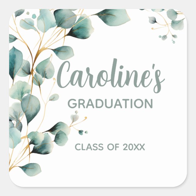 Sticker Carré Eucalyptus Gold Graduation  (Devant)