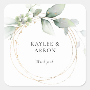 Sticker Carré Eucalyptus Or Llow Merci vert 2