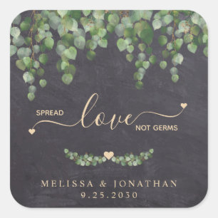 Sticker Carré Eucalyptus Rustique Mariage Étalé Amour Pas Germes
