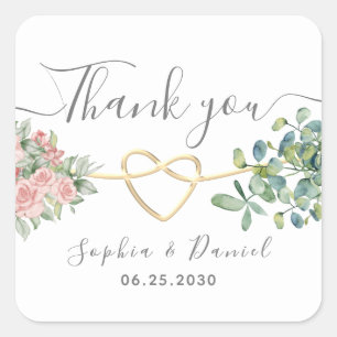 Sticker Carré Eucalyptus verdure Élégant Merci de mariage
