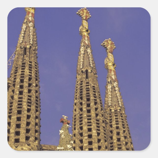 Sticker Carré Europe, Espagne, Barcelone Sagrada Familia (Devant)