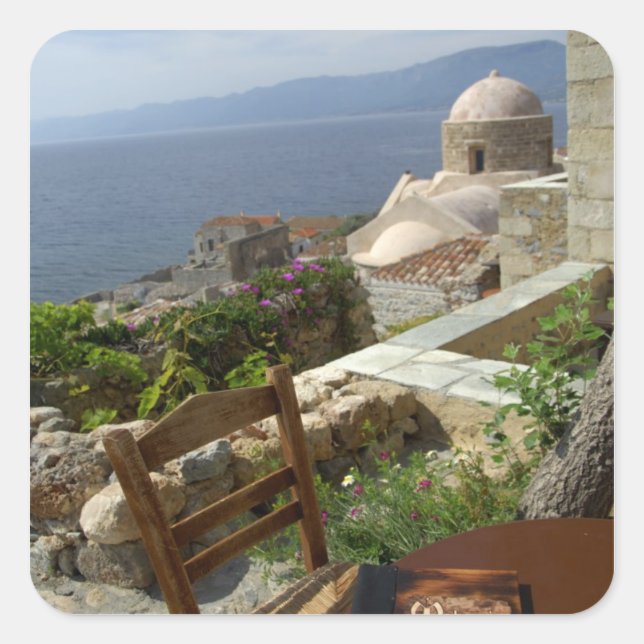 Sticker Carré Europe, Grèce, Péloponnèse, Monemvasia (unique (Devant)