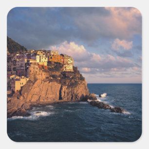Sticker Carré Europe, Italie, Manarola. Les maisons nichées dans