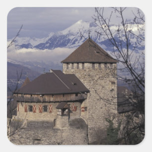 Sticker Carré Europe, Liechtenstein, Vaduz. Château de Vaduz,