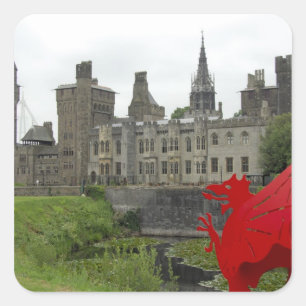 Sticker Carré Europe, Pays de Galles, Cardiff. Château de Cardif