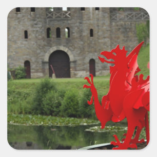 Sticker Carré Europe, Pays de Galles, Cardiff. Château de Cardif