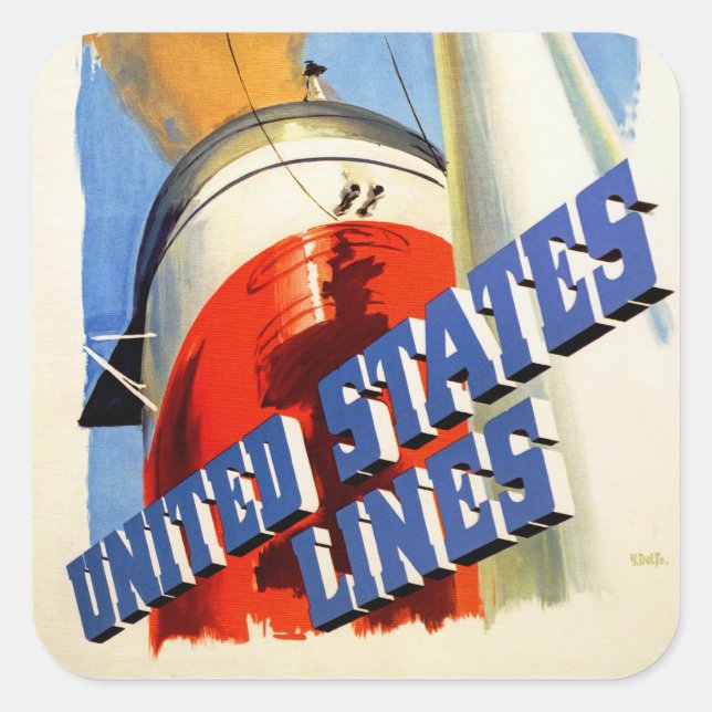 Sticker Carré Europe vers Amérique ~ États-Unis (Devant)