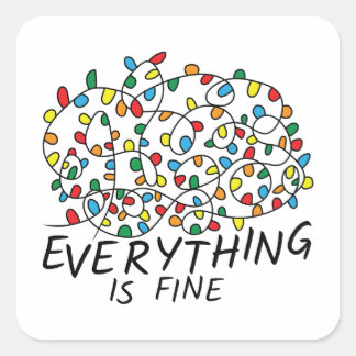 Sticker Carré Everything Is Fine Tangled Christmas Lights
