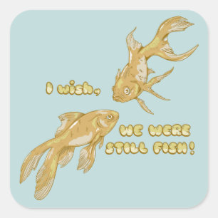 Sticker Carré Évolution du poisson drôle de poisson rouge